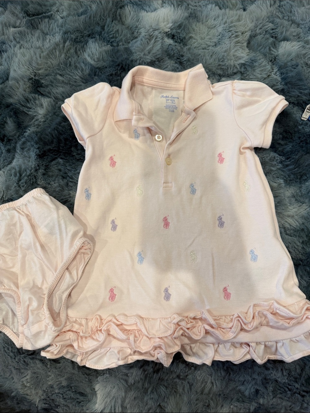 Ralph Lauren Light Pink Polo Baby Dress with Collar